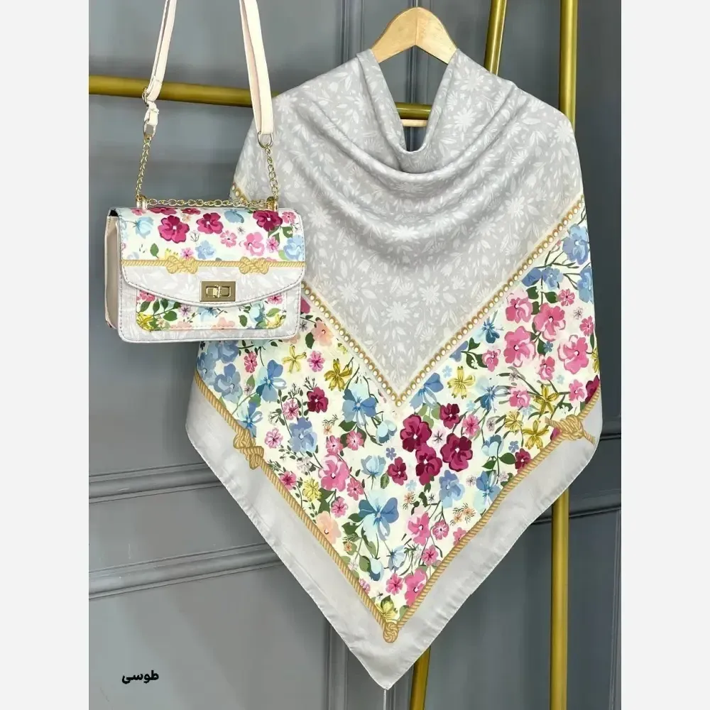 ست کیف و روسری مخمل و چرم صنعتی طرح آنام