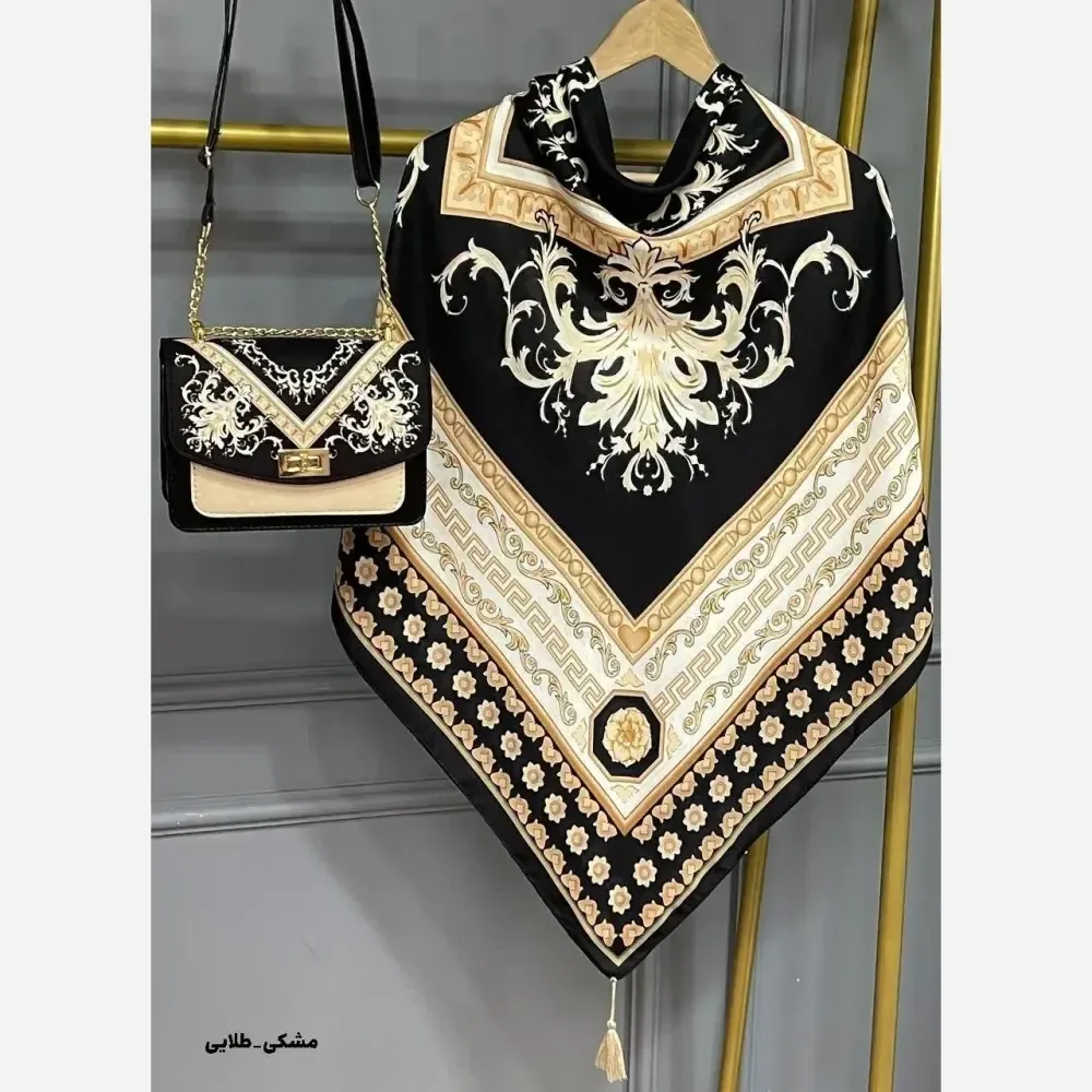 ست کیف و روسری مخمل و چرم صنعتی سورنا مدل منگوله دار