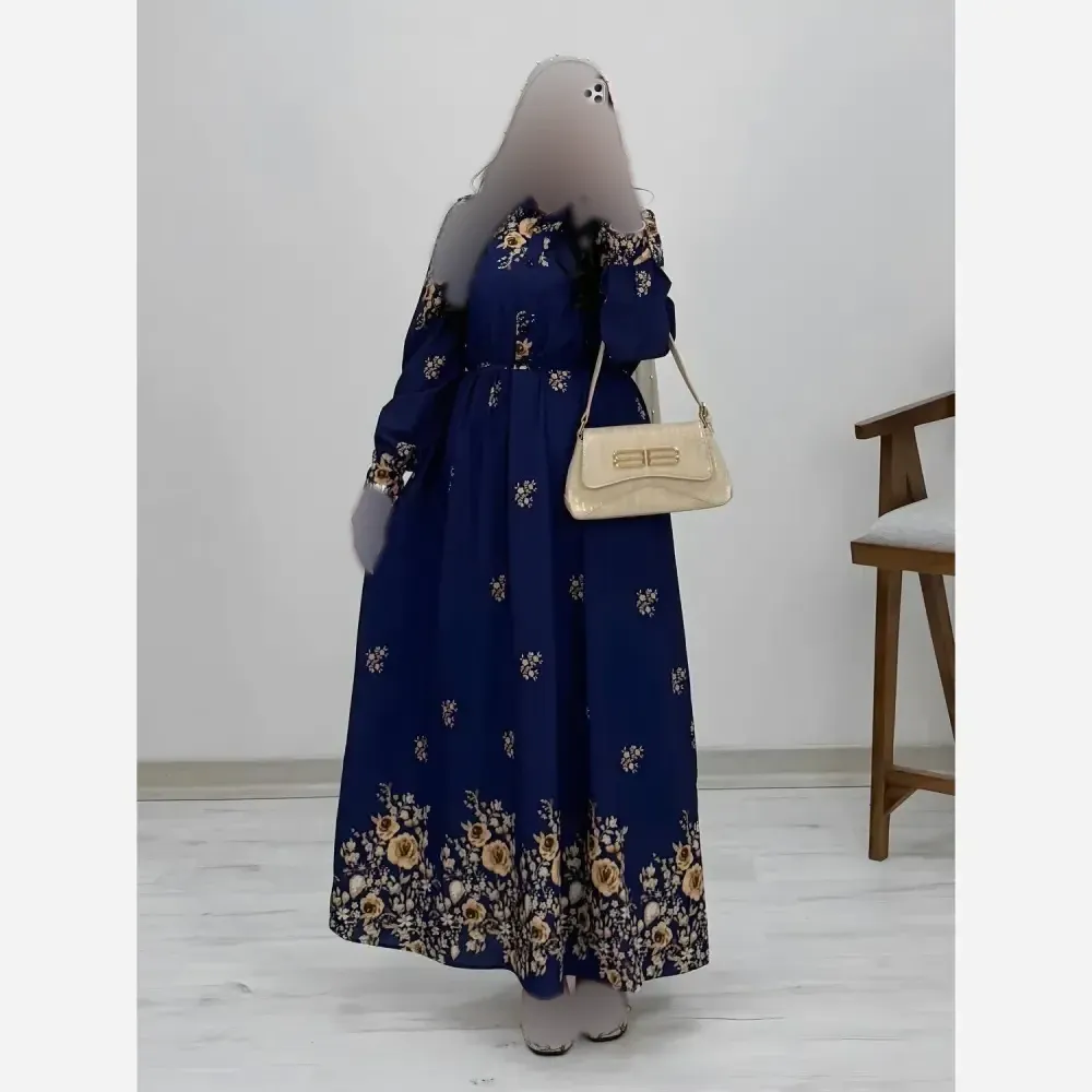 پیراهن ساحلی زنانه کرپ بوگاتی طرح رز فری سایز مناسب بارداری و شیردهی