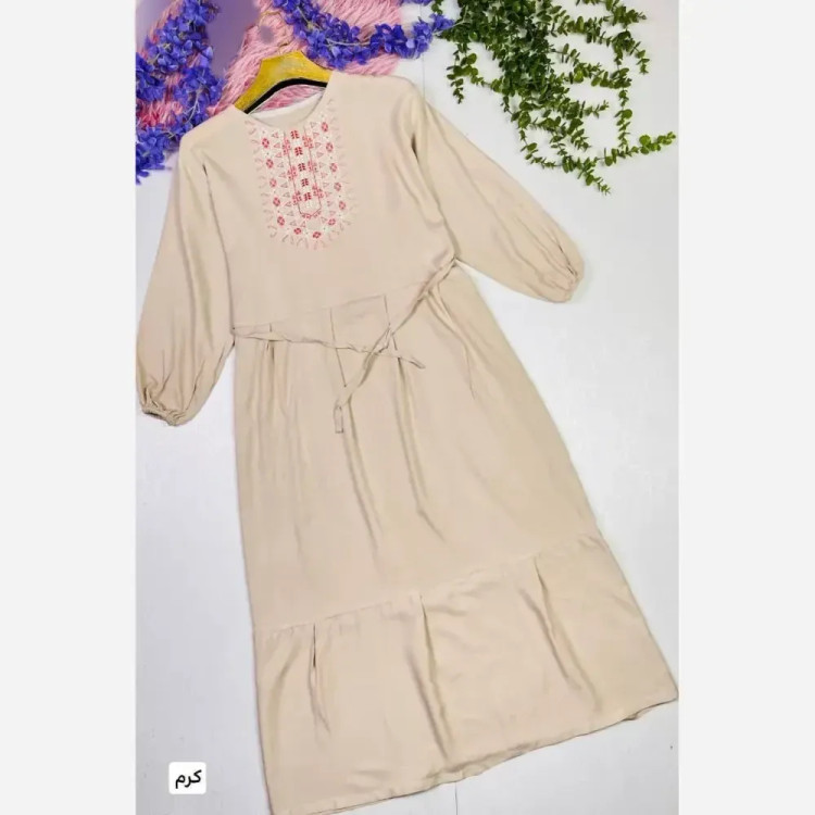 ساحلی نخی گلدوخت بلند زنانه سایز 40 تا 50