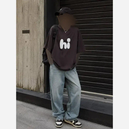 تیشرت باکسی Hi کرم نخ پنبه فری سایز زنانه