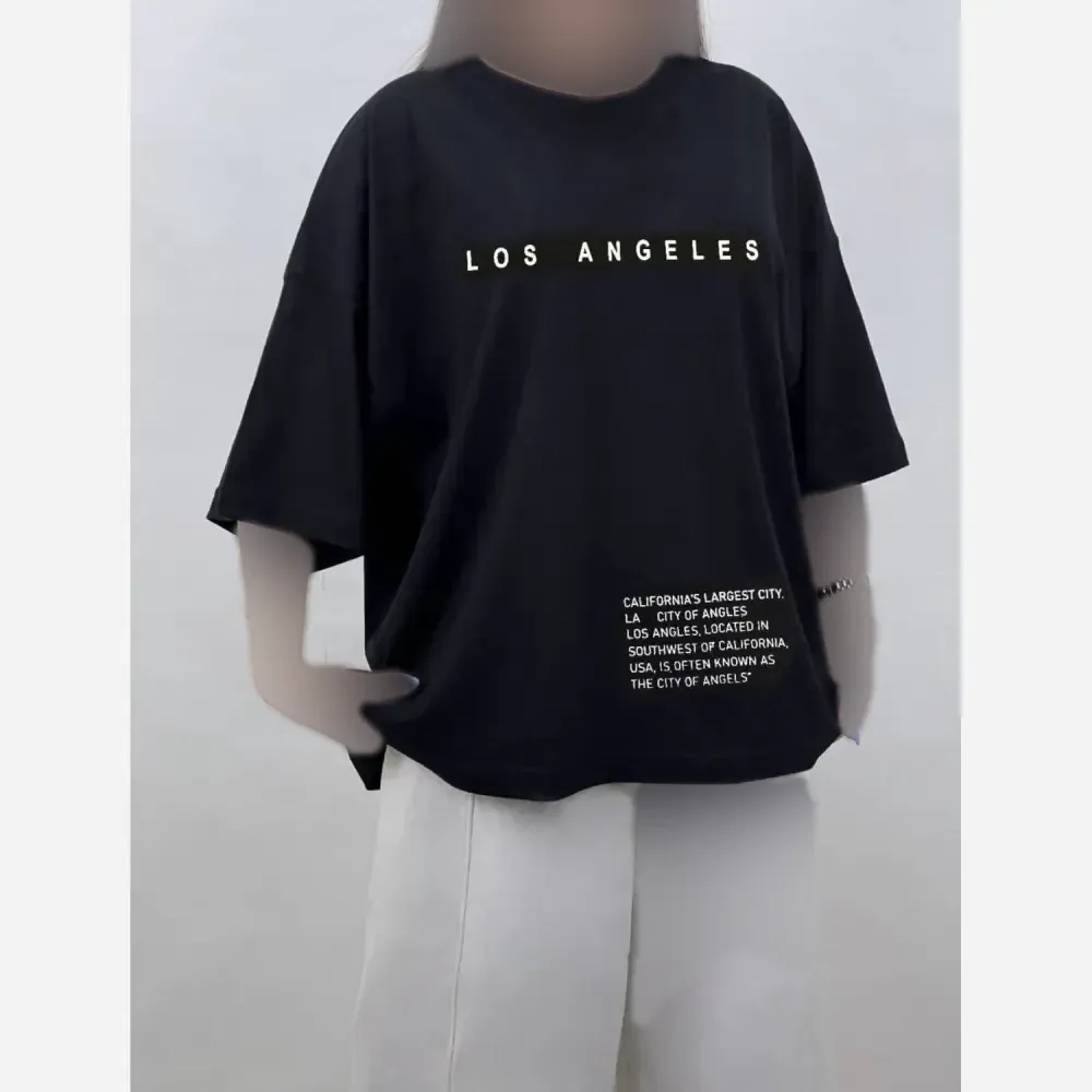 تیشرت باکسی LOS ANGELES سوپر پنبه فری سایز صورتی کرم