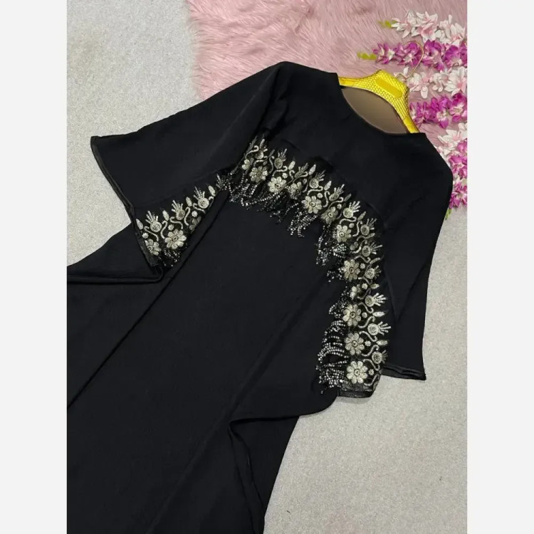 ست پیراهن رویه دار فاخر کرپ بوگاتی طلایی فری سایز 38 تا 48