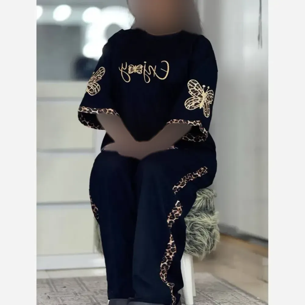 ست تیشرت شلوار enjoy پلنگی پنبه گلکسی فری سایز زنانه