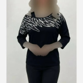 شومیز مجلسی زنانه نگین کاری شده پنبه لاکرا مشکی فری سایز مناسب مهمانی