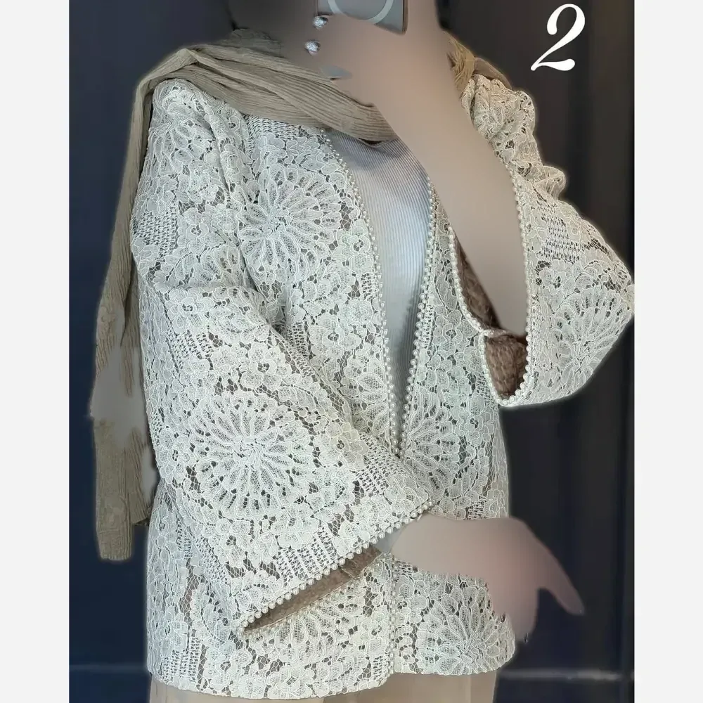 کت و شلوار زنانه گندم جنس مازراتی و گیپور رنگ مشکی سایز 1 و 2
