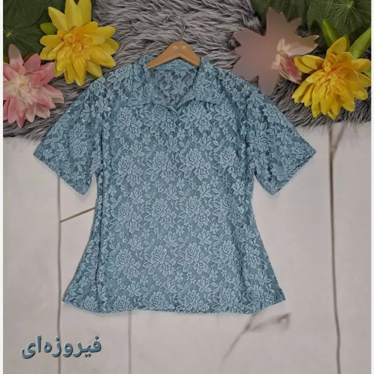پلوشرت پولکی زنانه گیپور تابستانی فری سایز 38 تا 48 رنگبندی متنوع