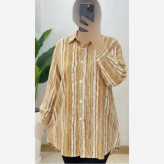 شومیز کریشه لاینی فری سایز شکلاتی و طوسی مشکی