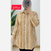 شومیز کریشه لاینی فری سایز شکلاتی و طوسی مشکی