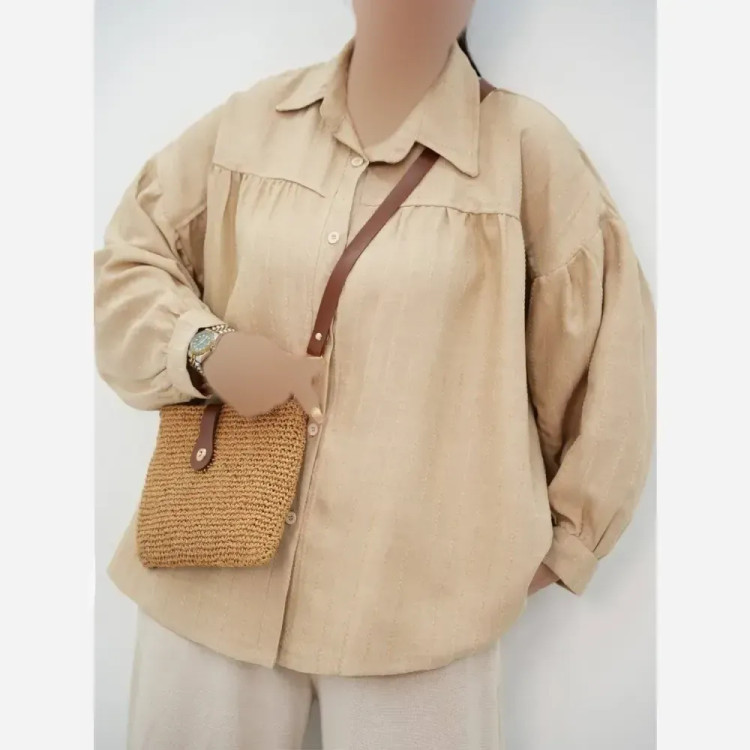 شومیز عروسک جنس شانتون ژاکارد فری سایز زنانه