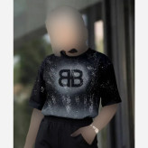 ست دورتو زنانه پنبه گلکسی مشکی فری سایز 38 تا 46 قد تیشرت 70 سانت قد شلوار 100 سانت