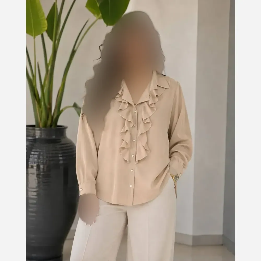 شومیز مجلسی زنانه الیزه گرم بالا مدل 160 رنگ موکا و ماچا