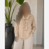 شومیز مجلسی زنانه الیزه گرم بالا مدل 160 رنگ موکا و ماچا