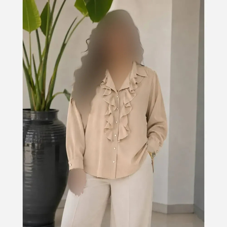 شومیز مجلسی زنانه الیزه گرم بالا مدل 160 رنگ موکا و ماچا