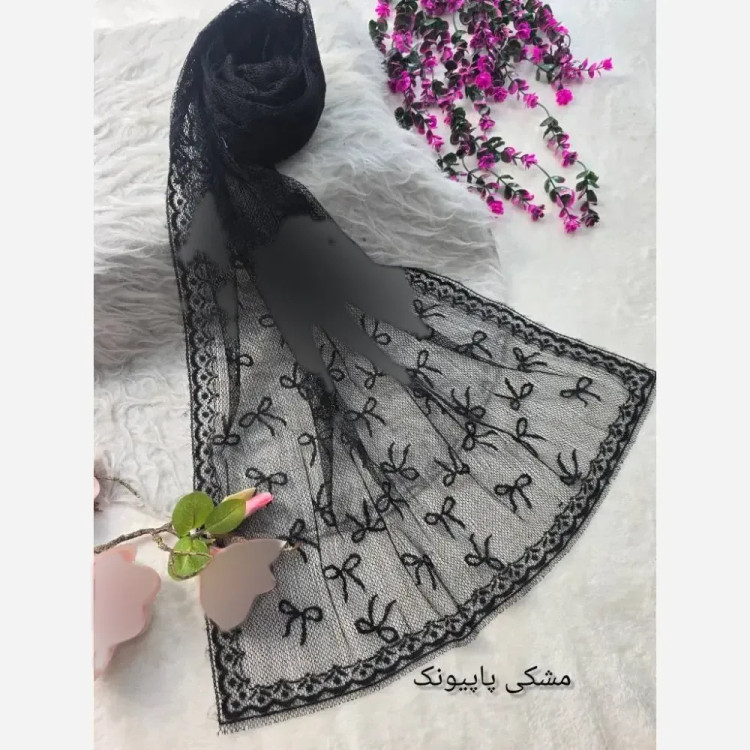 شال تور دانتل طرحدار حاشیه دانتل ابعاد 180 در 70 زنانه