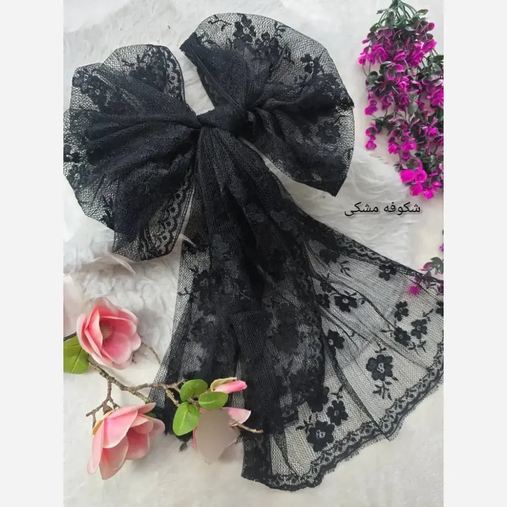 شال تور دانتل طرحدار حاشیه دانتل ابعاد 180 در 70 زنانه