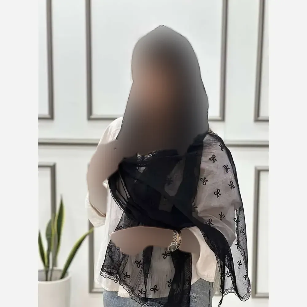 شال تور دانتل طرحدار حاشیه دانتل ابعاد 180 در 70 زنانه