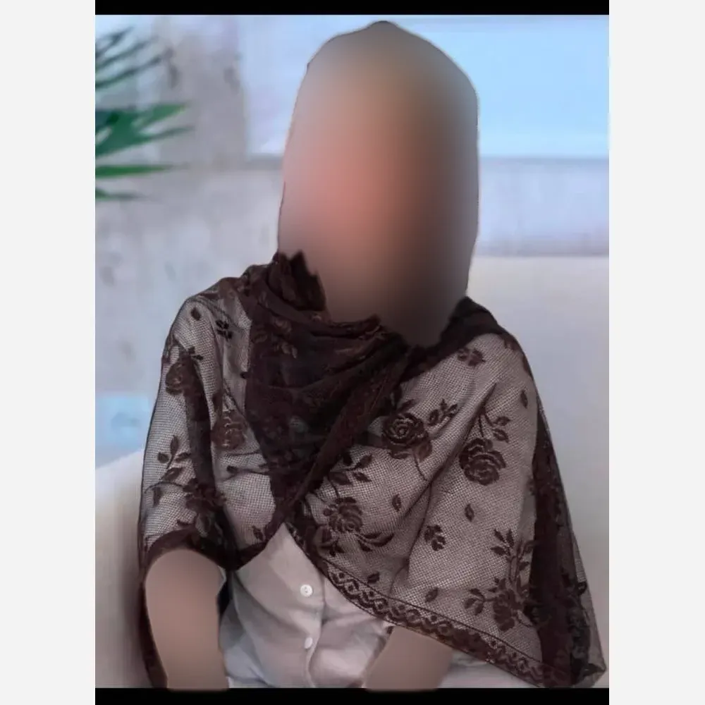 شال تور دانتل طرحدار حاشیه دانتل ابعاد 180 در 70 زنانه