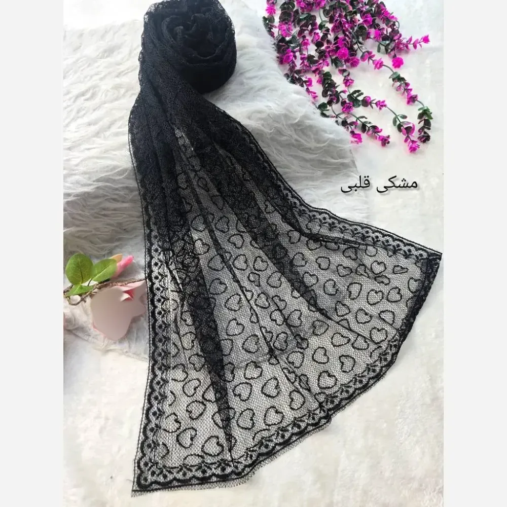 شال تور دانتل طرحدار حاشیه دانتل ابعاد 180 در 70 زنانه