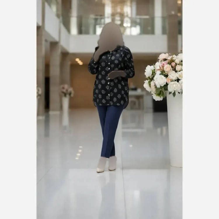 شومیز مانتویی سه گل کادنزا درجه یک فری سایز زنانه شیک باکیفیت بدون آبرفت رنگدهی