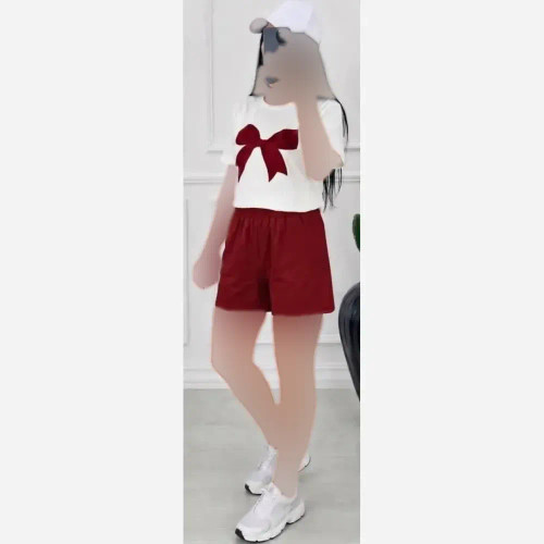 ست تیشرت و شلوارک نخی زنانه راحتی فری سایز تابستانی