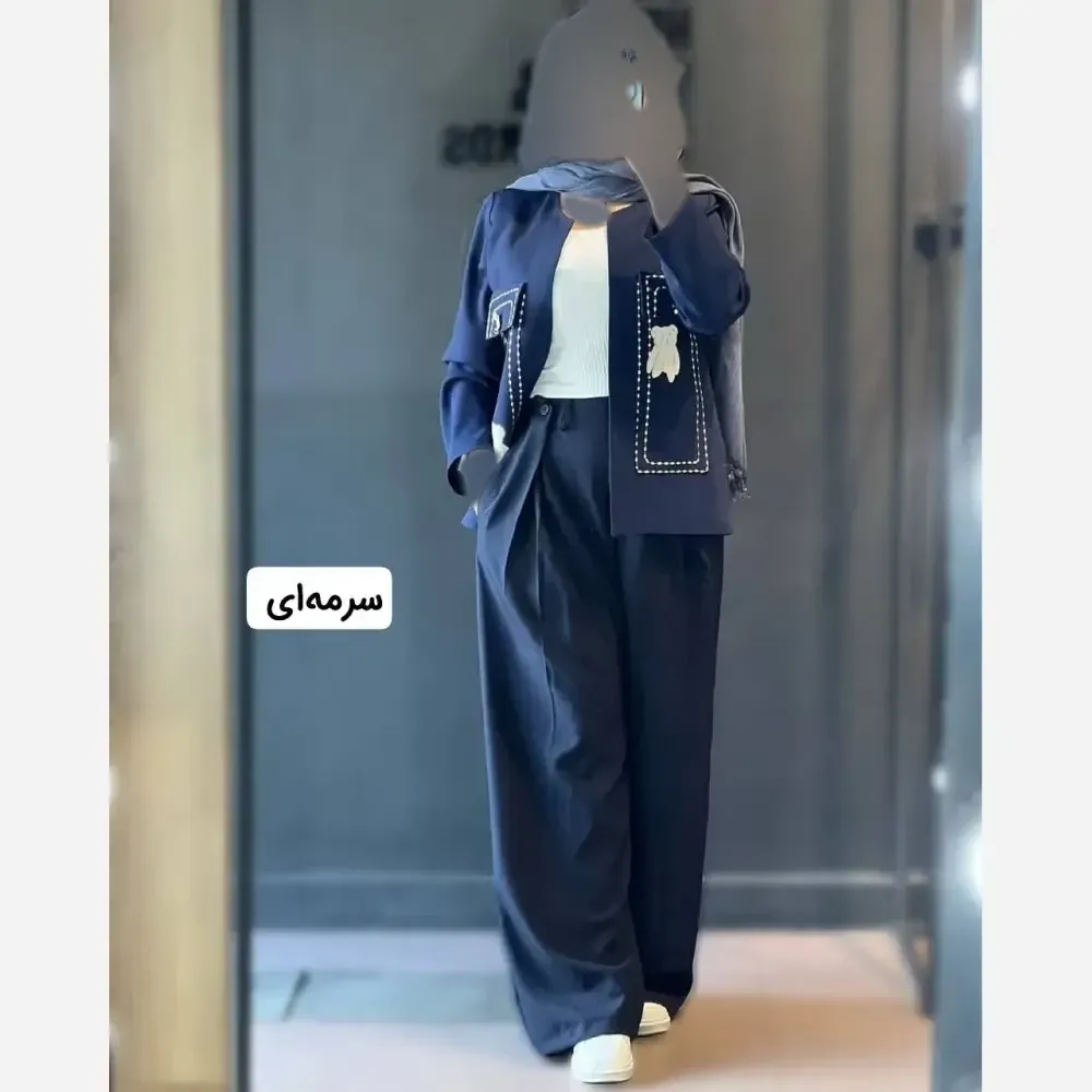 کت و شلوار زنانه گلدوزی پاندا جنس مازراتی