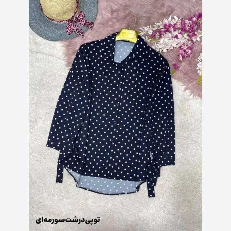 شومیز طرحدار چیچک کرپ الیزه چاپی فری سایز 38 تا 46