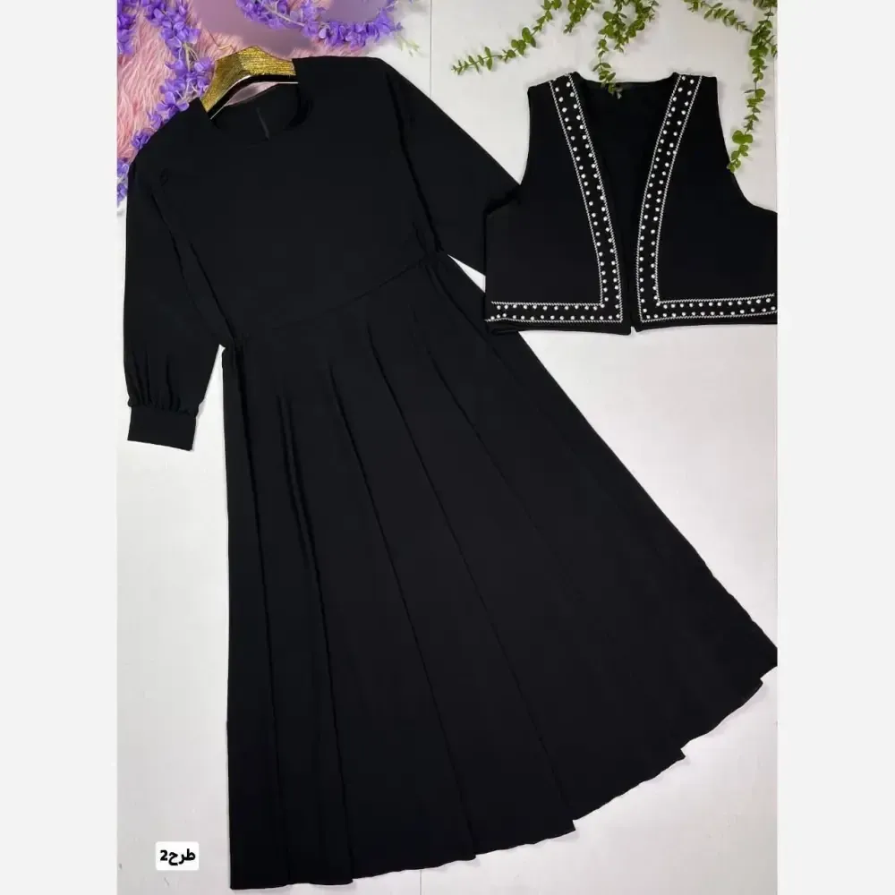 ست دو تیکه پیراهن الیزه و جلیقه مازراتی سایز 40 تا 48