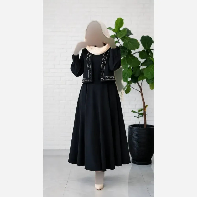 ست دو تیکه پیراهن الیزه و جلیقه مازراتی سایز 40 تا 48