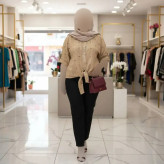 شومیز گره ای miu جنس سوفیا دیپلمات لمه ای نسکافه ای فری سایز