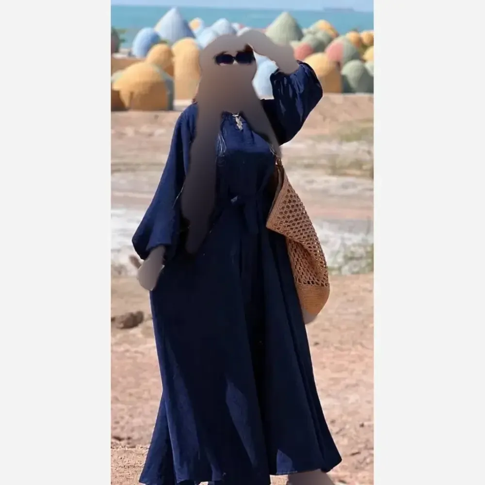 پیراهن لمیا شانتون زنانه فری سایز قد 125 سانت دور سینه 108 سانت آستین 58 سانت کرم آبی سبز زیتونی