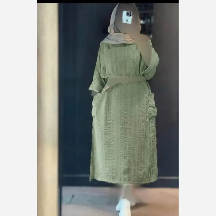 کفتان زنانه ساناز جنس کوک دوزی اعلا جیب دار با کمربند
