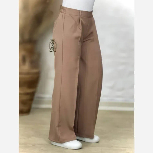 شلوار بگ مازراتی دبل درجه یک زنانه در رنگ نسکافه ای و کرم تیره سایز 38 تا 48