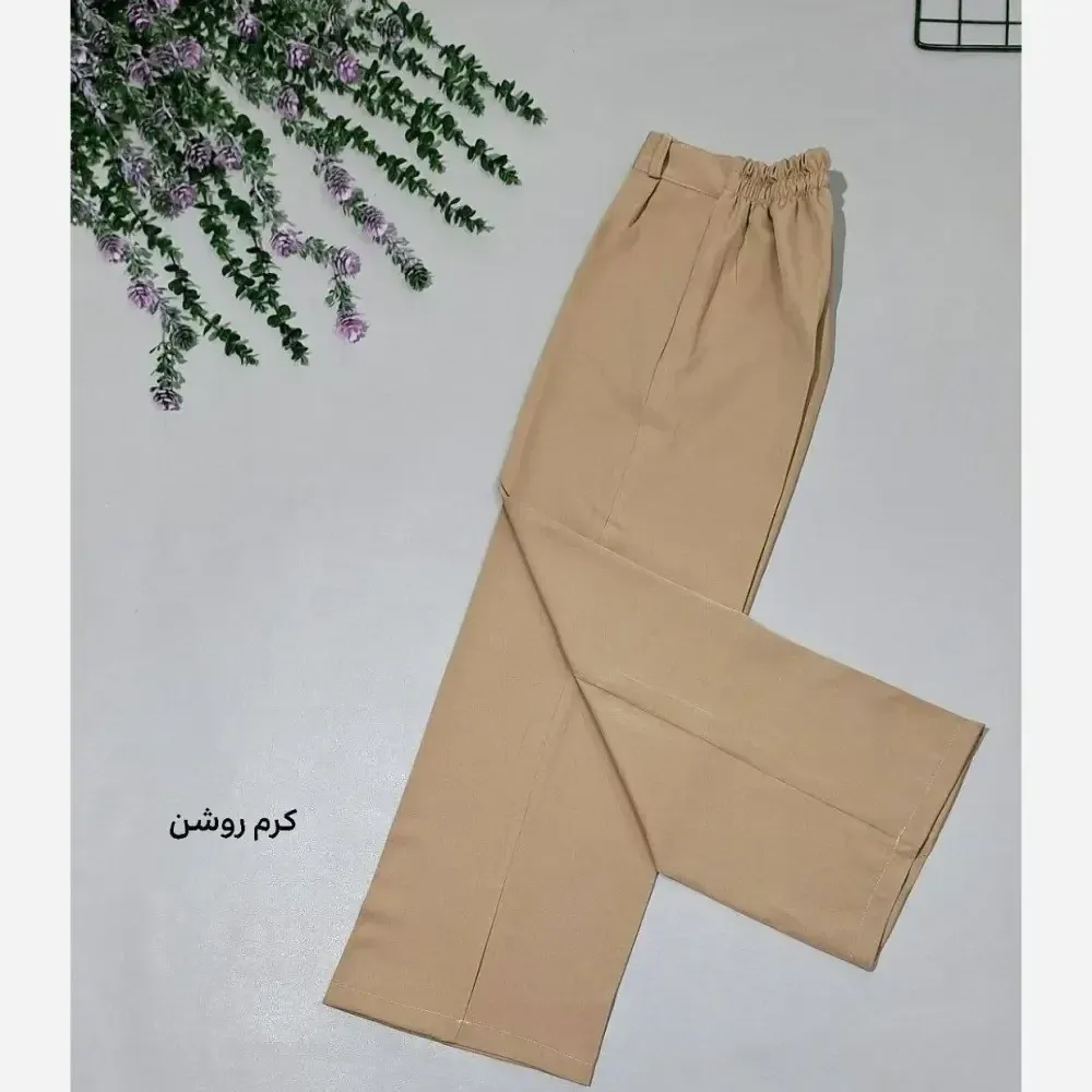 شلوار بگ مازراتی دبل درجه یک زنانه در رنگ نسکافه ای و کرم تیره سایز 38 تا 48