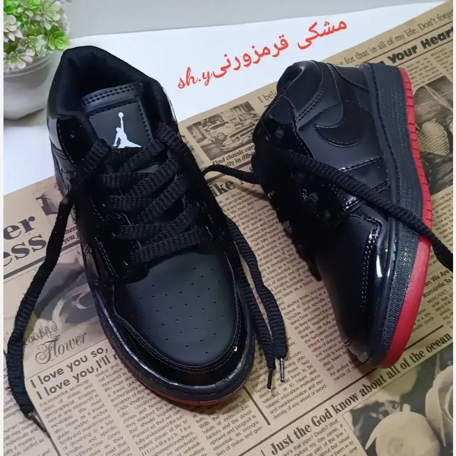 کفش جردن نایک زنانه شادی پسند چرم حوله ای کفی طبی دور دوخت سایزبندی 37 تا 40
