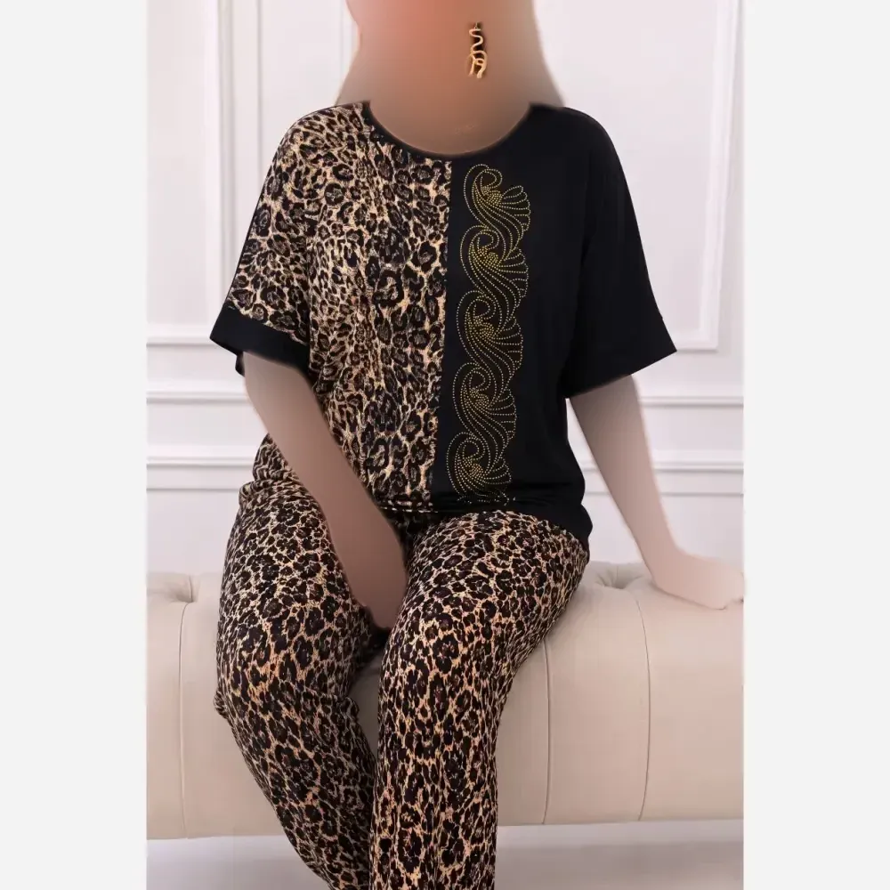 ست بلوز و شلوار زنانه قواره دار ویسکوز الیزه کش سایز 38 تا 48