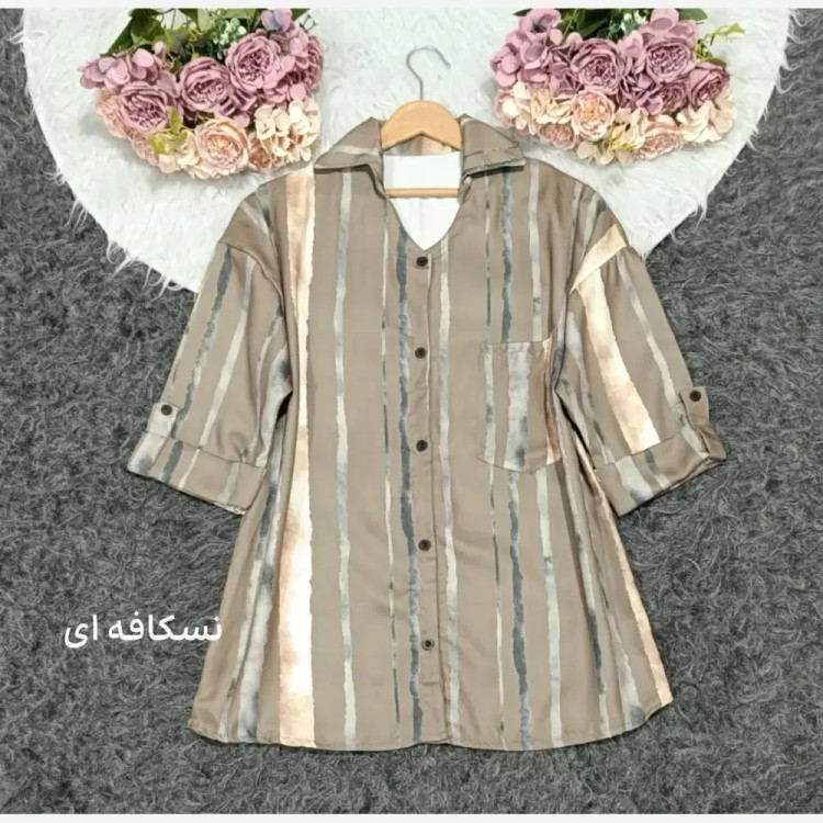 مانتو نسیم بوگاتی درجه یک رنگ نسکافه ای فری سایز
