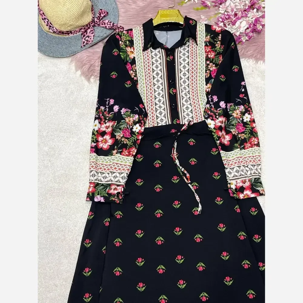 پیراهن ساحلی زنانه مدل لاله جنس فلور نخ سایز فری 38 تا 46