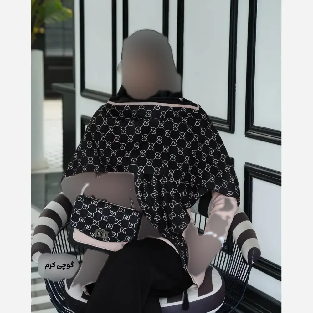 ست کیف و روسری زنانه مخمل و چرم صنعتی نخی منگوله دار طرح فلور