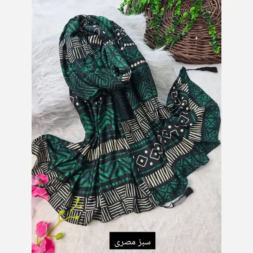 شال مصری نخی سانسفور ضد چروک ابعاد 70 در 182 سانتی متر