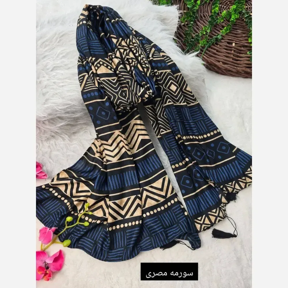 شال مصری نخی سانسفور ضد چروک ابعاد 70 در 182 سانتی متر