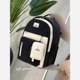 کوله پشتی همتا جنس دیبا ضد آب و با کیفیت رنگ مشکی و کرم اسپرت