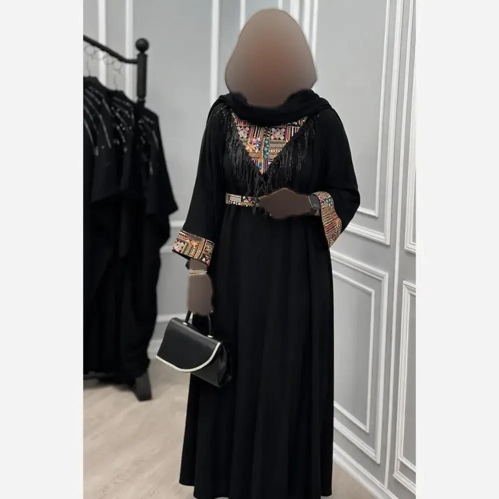 پیراهن مجلسی زنانه مهرسانا جنس ابروبادی درجه یک رنگ مشکی فری سایز