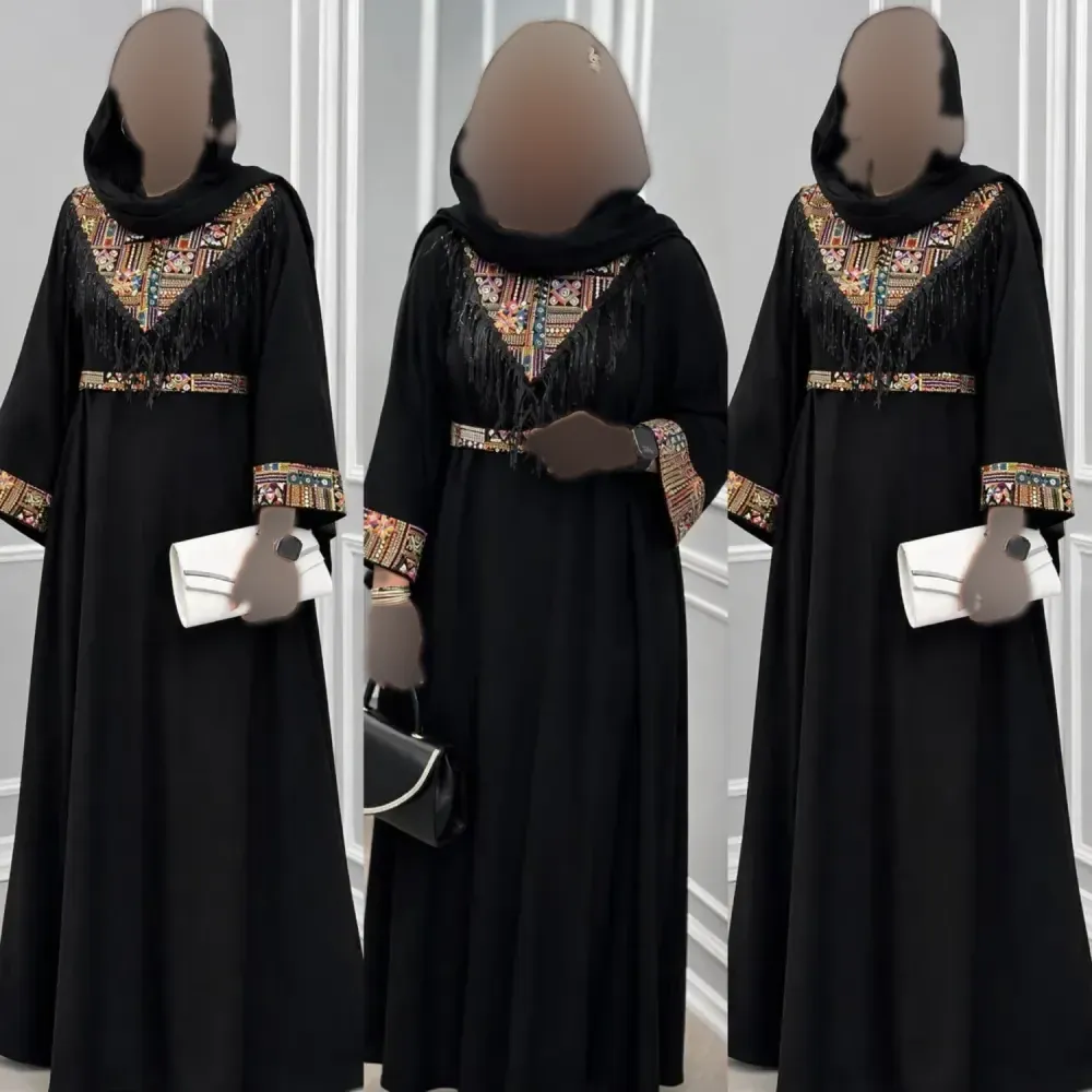 پیراهن مجلسی زنانه مهرسانا جنس ابروبادی درجه یک رنگ مشکی فری سایز