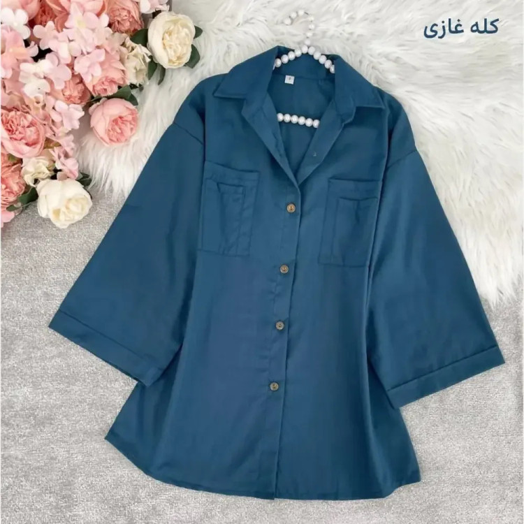 شومیز داکرون باکسی جیب دوبل زنانه