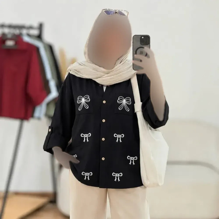 شومیز مانتویی گلدوزی کرسپو بارانا جیبدار