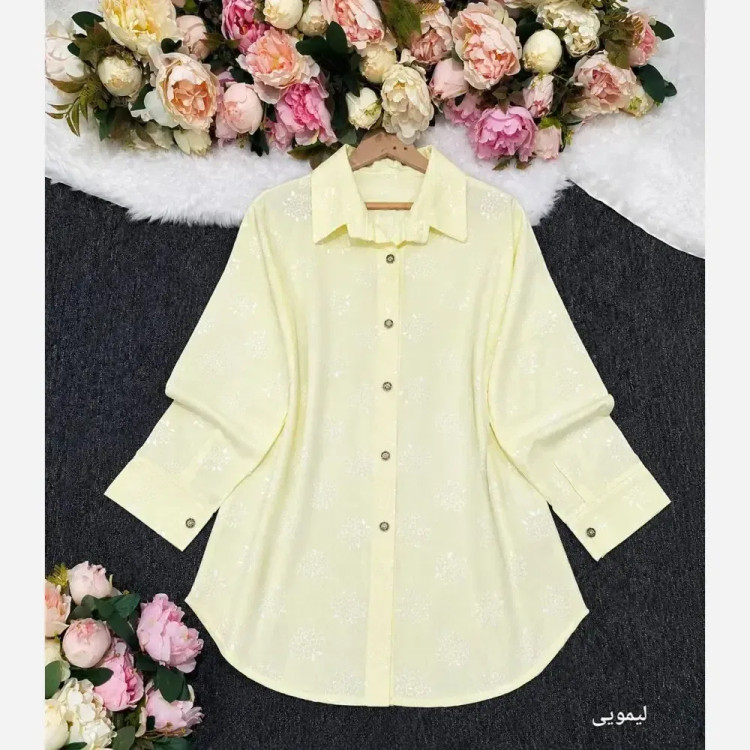 شومیز مانتویی سه گل جنس کادنزا درجه یک فری سایز