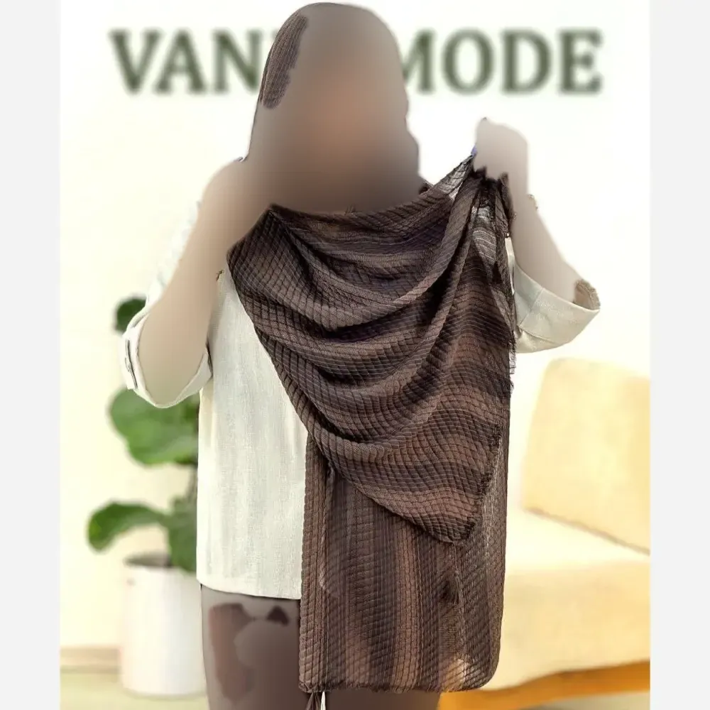 شال حصیری نخی زنانه ابعاد 75 در 175 رنگی
