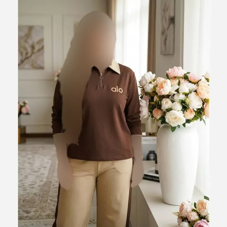 ست نیم زیپ زنانه گلکسی نخ پنبه فری سایز کرم و شکلاتی
