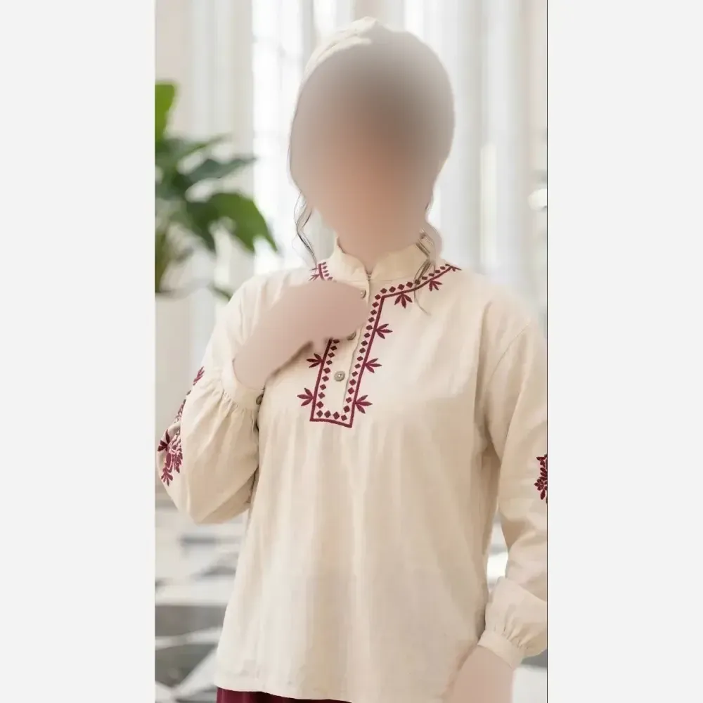 ست شومیز و شلوار دامنی گلدوزی شده نازنین فری سایز لنین و صوفیا
